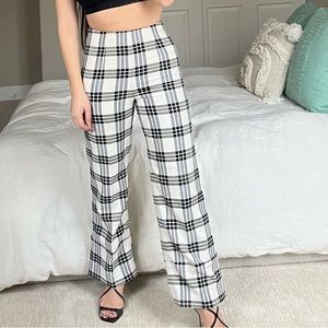 H&M Plaid Black/White Wide Leg Pant size 0